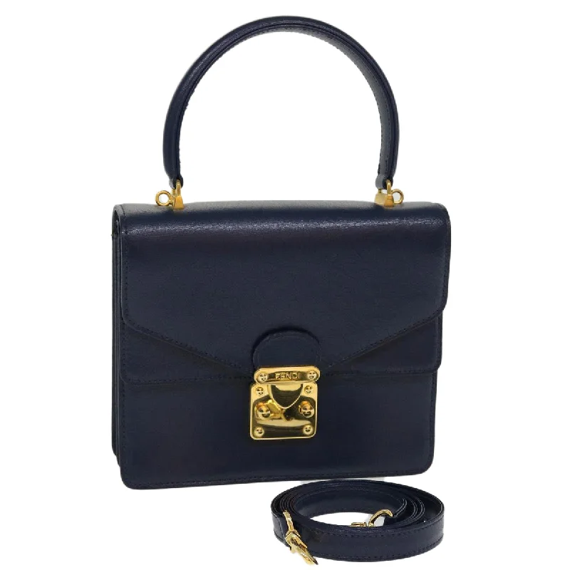 Fendi By The Way bags with a contrast - colored interior for visual interestFENDI Hand Bag Leather 2way Navy  38043