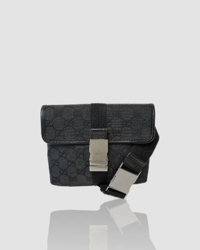 Gucci backpacks for women with a sleek silhouetteGucci Black Jacquard Leather Belt Bag