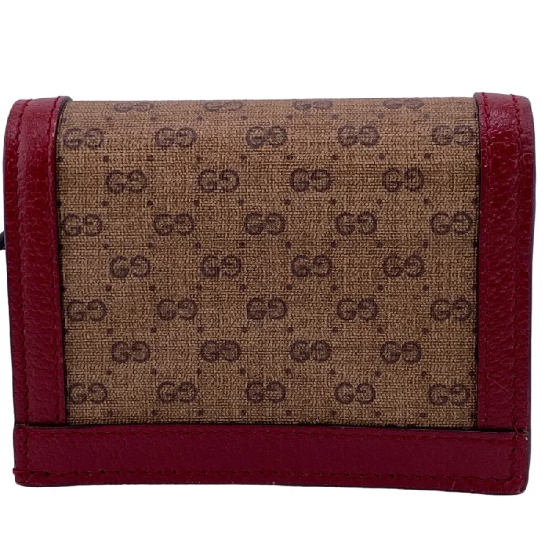 Medium - sized Women Gucci handbags for everyday useGUCCI Bifold Wallet 647788 Leather, PVC Brown Compact wallet Mini GG Supreme Doraemon Women Used