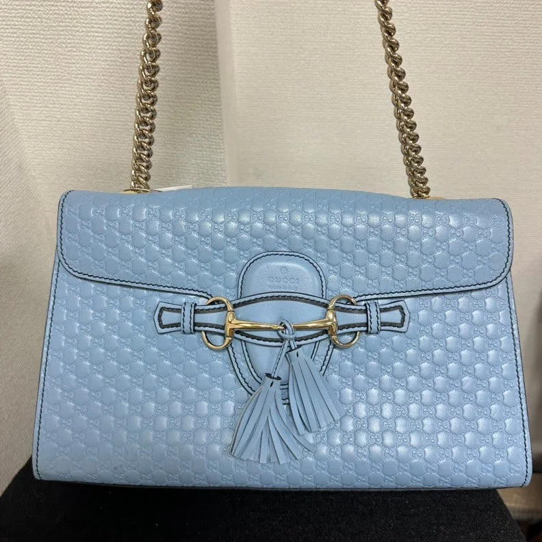 Ladies Gucci Dionysus bags in a pastel colorGucci Horsebit Emily Chain Shoulder Bag,Blue,Leather