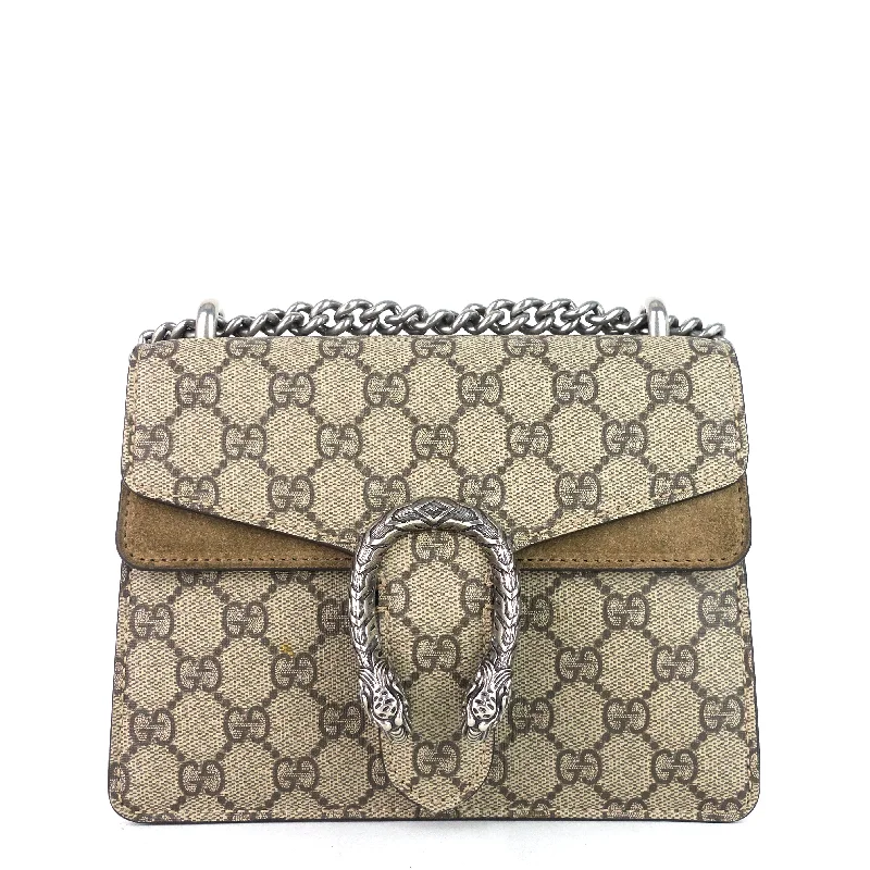 Women Gucci Sylvie bags featuring the signature web stripeDionysus Mini GG Supreme Canvas Bag