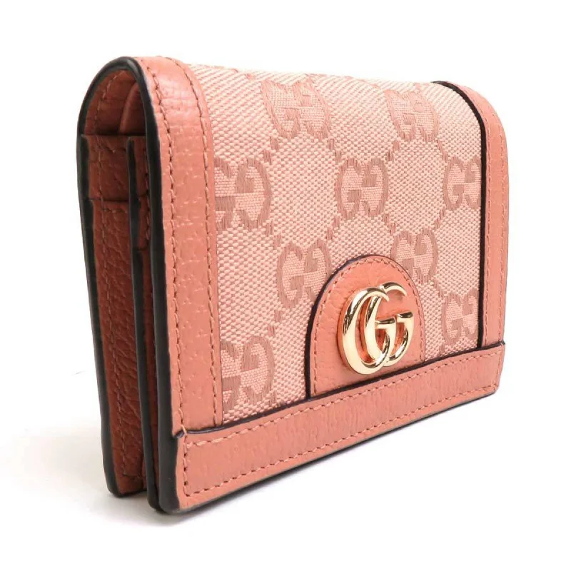 Women Gucci crossbody bags with a keychain holderGucci Bifold Wallet GG Canvas/Leather Pink Ladies 523155