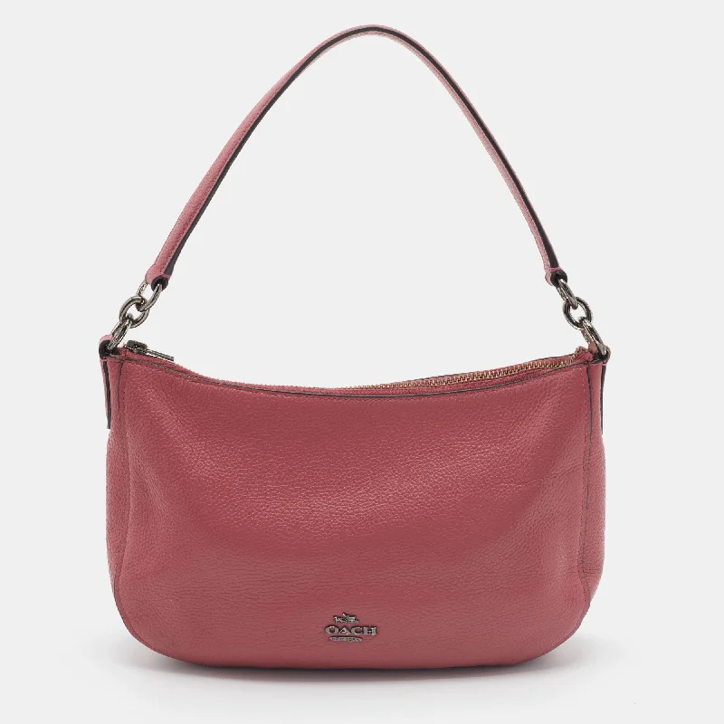 Ladies Coach shoulder bags with a magnetic - closure flap for easy accessPink Leather Chelsea Hobo