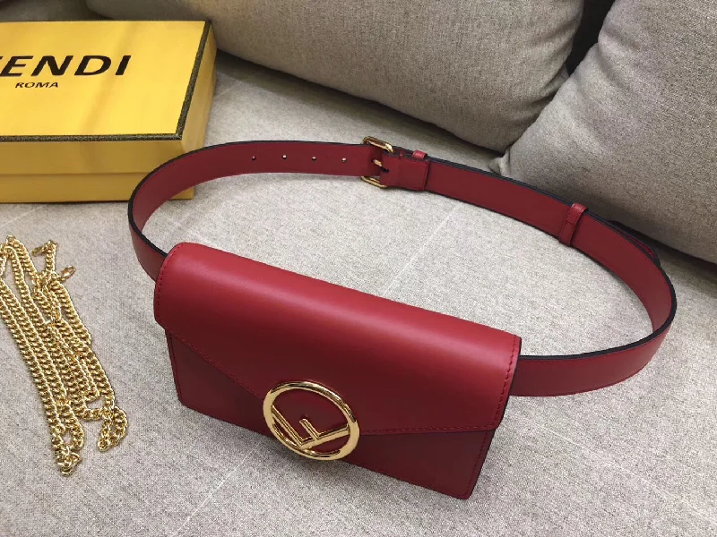 Fendi By The Way bags with a large capacity and a drawstring closureFendi Kan I F Belt Bag In Red Calfskin