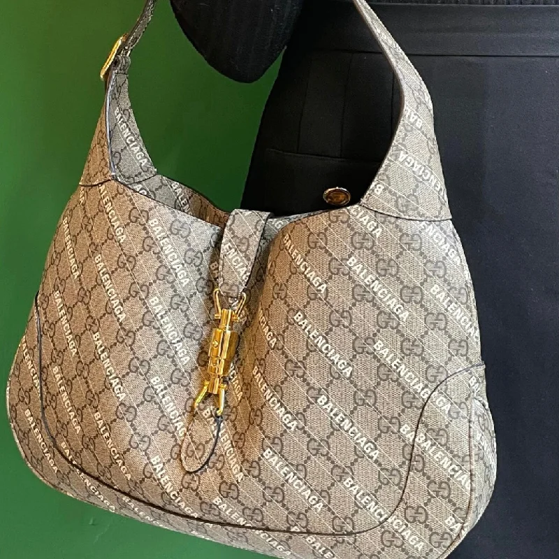 Gucci handbags for women with a patent - leather finishGucci X Balenciaga The Hacker Project Medium Jackie 1961 Bag