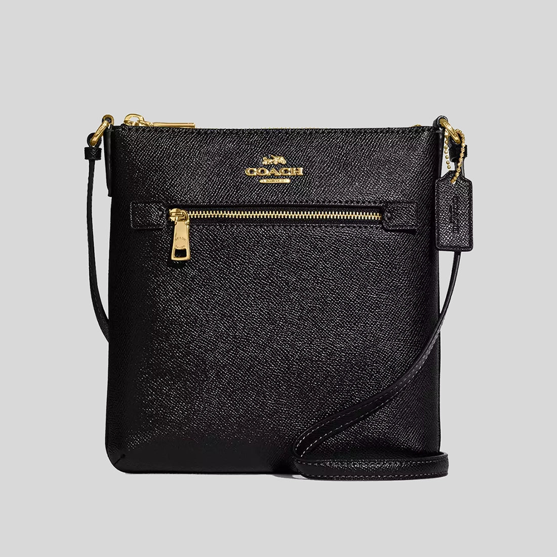 Coach bags with a front - zip pocket for small items like keys and cardsCOACH Mini Rowan File Bag Black CV405