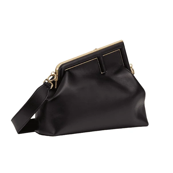 Ladies Fendi shoulder bags with a detachable scarf strap for a stylish and versatile optionFendi First Black leather bag