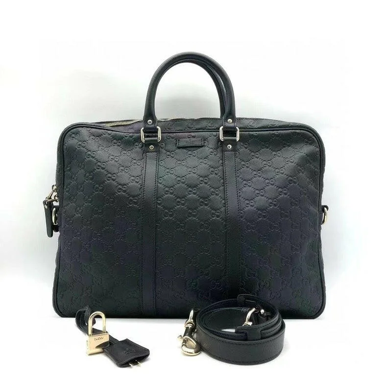 Ladies Gucci Dionysus bags in a pastel colorGucci Black Embossed Leather Two-Way Work Bag - Medium