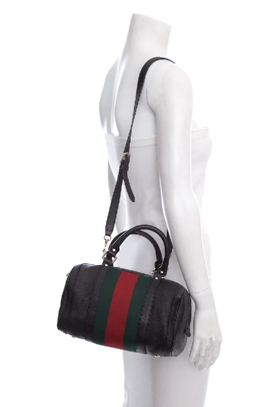 Women Gucci bags with a detachable mobile phone holderGucci Black Leather Mini Bowler Handbag