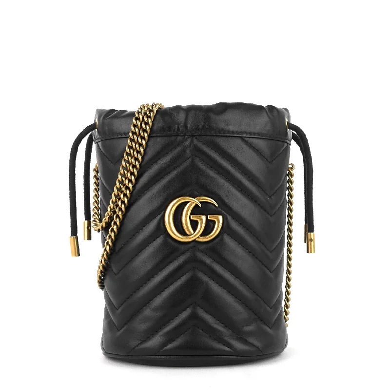 Gucci backpacks for women with a sleek silhouetteGG Marmont Leather Mini Bucket Bag