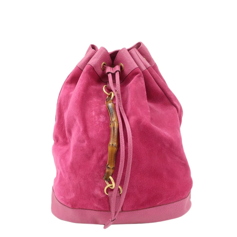 Ladies Gucci Dionysus bags with a chain - link shoulder strapGUCCI Bamboo Suede Leather Back Pack Pink 003.2855.0043