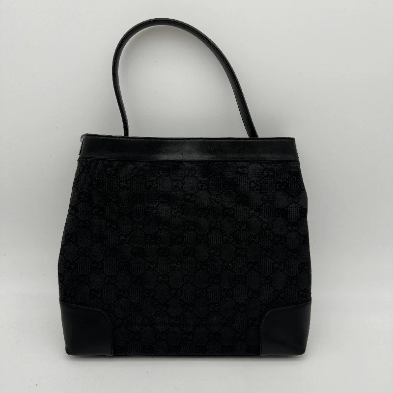 Women Gucci tote bags in GG Supreme canvas for a branded feelGucci Black Canvas Shoulder Bag HandBag Large