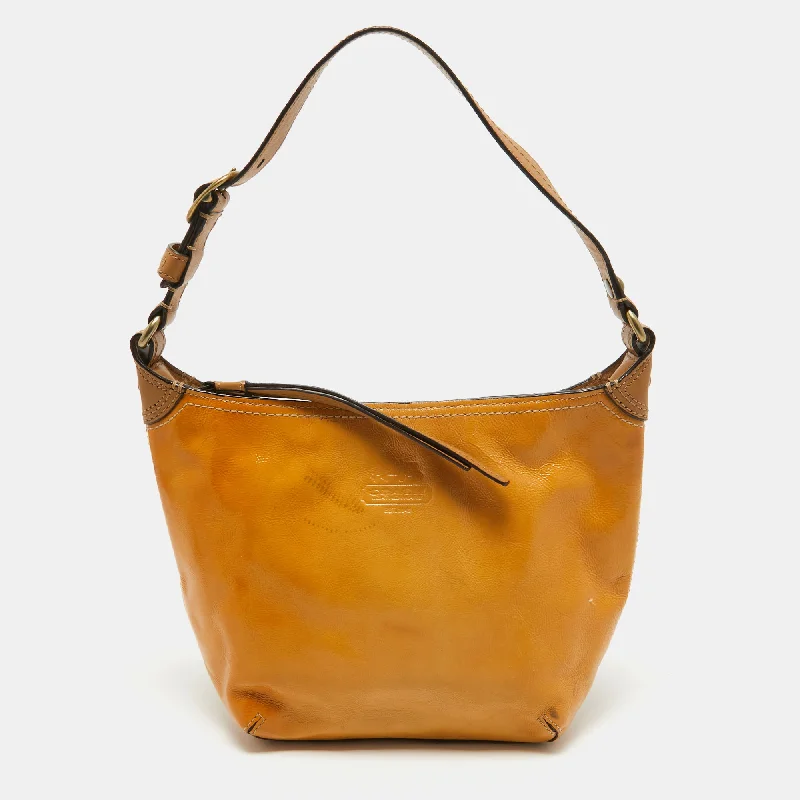 Coach backpacks with a hidden back pocket for securityYellow Patent Leather Mini Logo Hobo