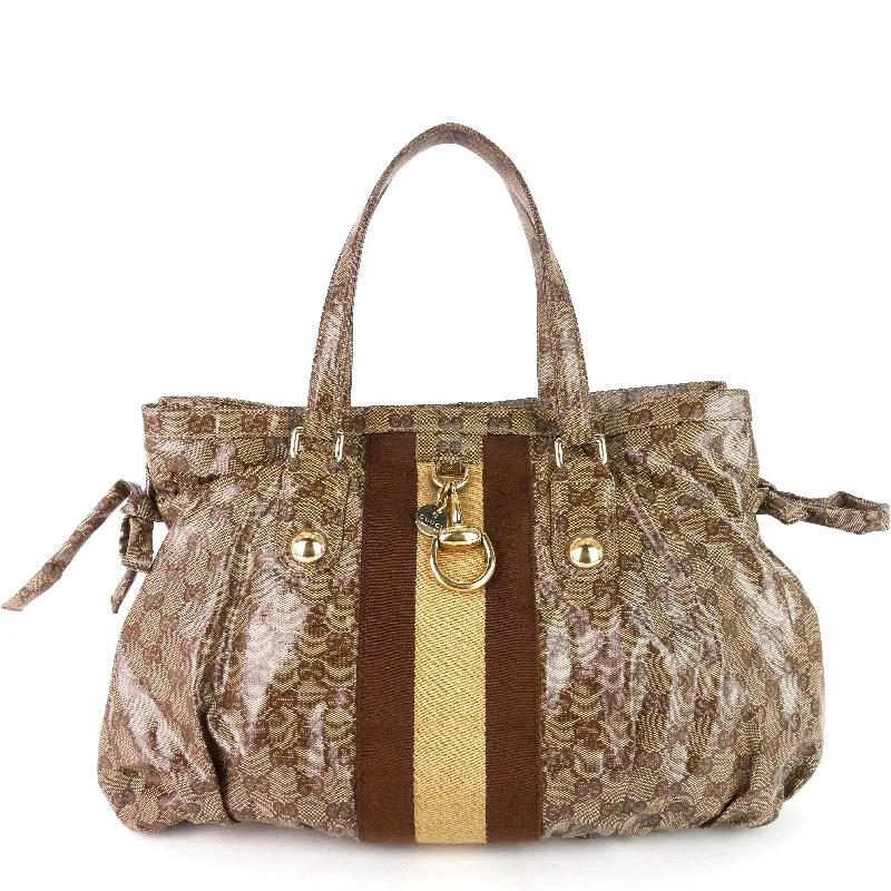 Ladies Gucci Dionysus bags with a chain - link shoulder strapCrystal Monogram Coated Canvas Web Bag