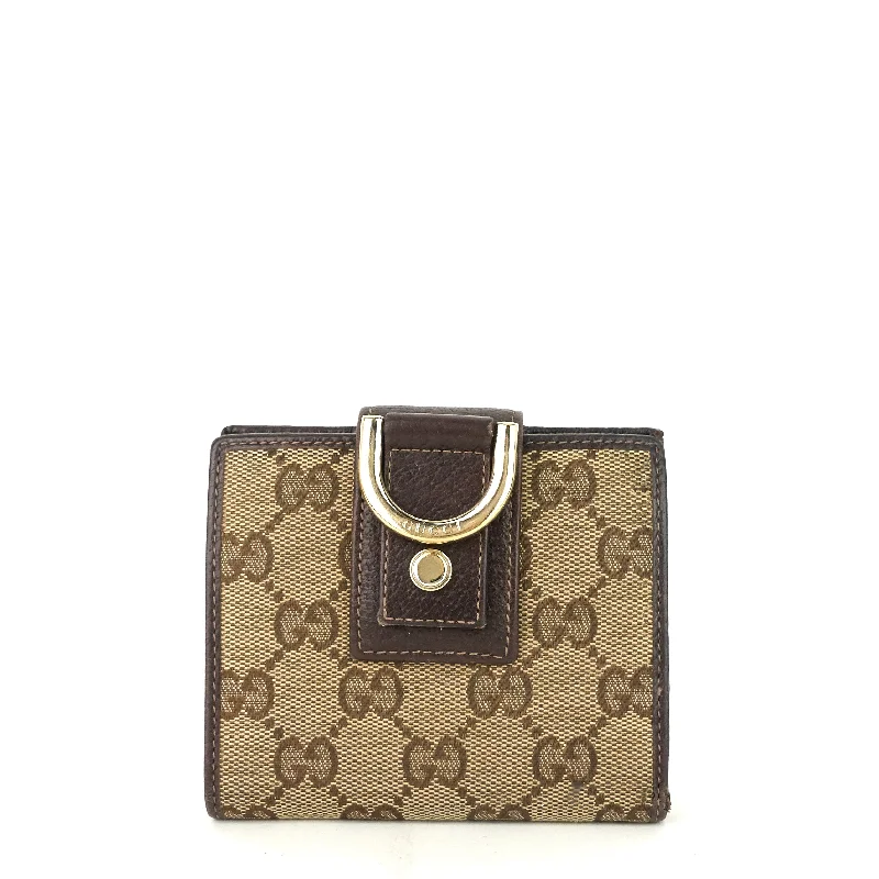 Gucci backpacks for women with a hidden back pocketGG Canvas D-Ring Compact Wallet