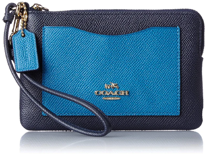 Coach tote bags with a spacious interior and multiple compartments for organizationCOACH Women's Color Block Corner Zip Li/Navy/Peacock Clutch