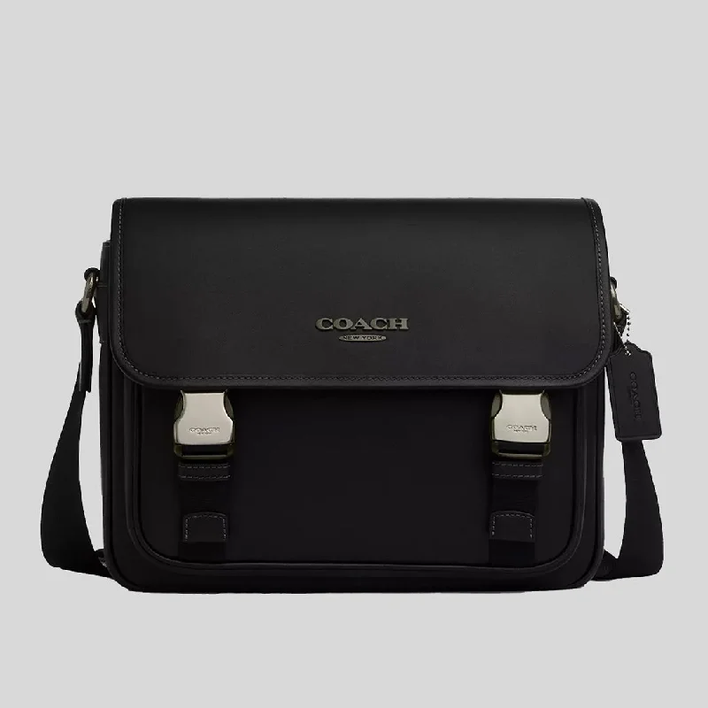 Ladies Coach Tabby bags with a textured leather surface for a more tactile lookCOACH Racer Messenger Black CU110