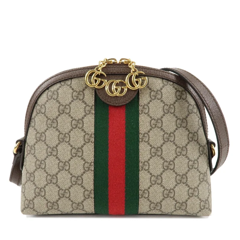 Women Gucci bags with a front - flap pocket for quick - access itemsGUCCI Ophidia GG Supreme Sherry Leather Shoulder Bag 499621