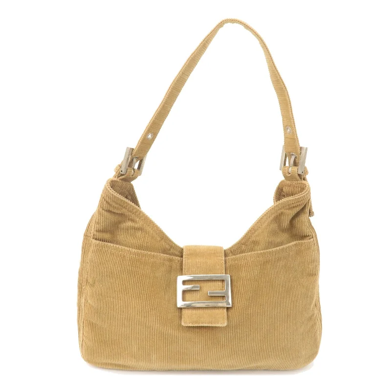 Fendi backpacks with a built - in rain cover for protection in wet weatherFENDI Corduroy Shoulder Bag Hand Bag Brown 26569