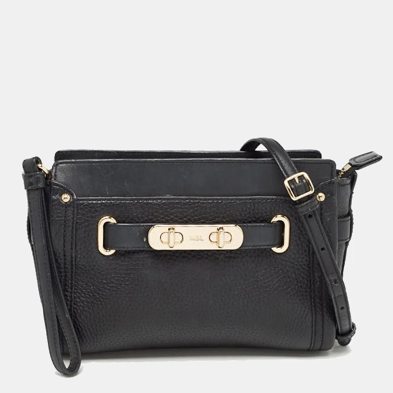 Ladies Coach Borough bags in a pastel shade for a soft and delicate appearanceBlack Leather Swagger Wristlet Crossbody Bag