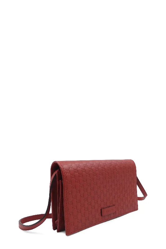 Women Gucci crossbody bags with a printed floral patternMicroguccissima Wallet on Strap Red