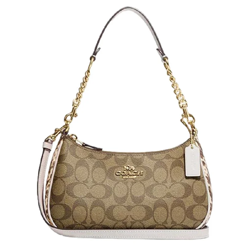 Coach bags with a detachable mobile phone holder for on - the - go useCoach Signature Snake Python Terry logo 2way crossbody diagonal chain shoulder hand bag