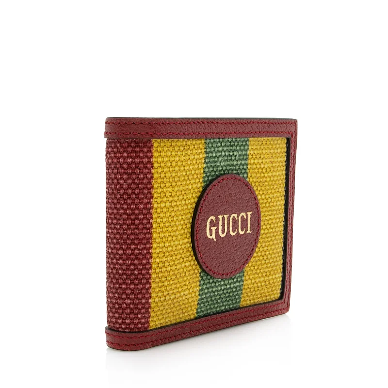 Women Gucci crossbody bags with a woven leather strapGucci Baiadera Striped Canvas Bi-Fold Wallet (22845)