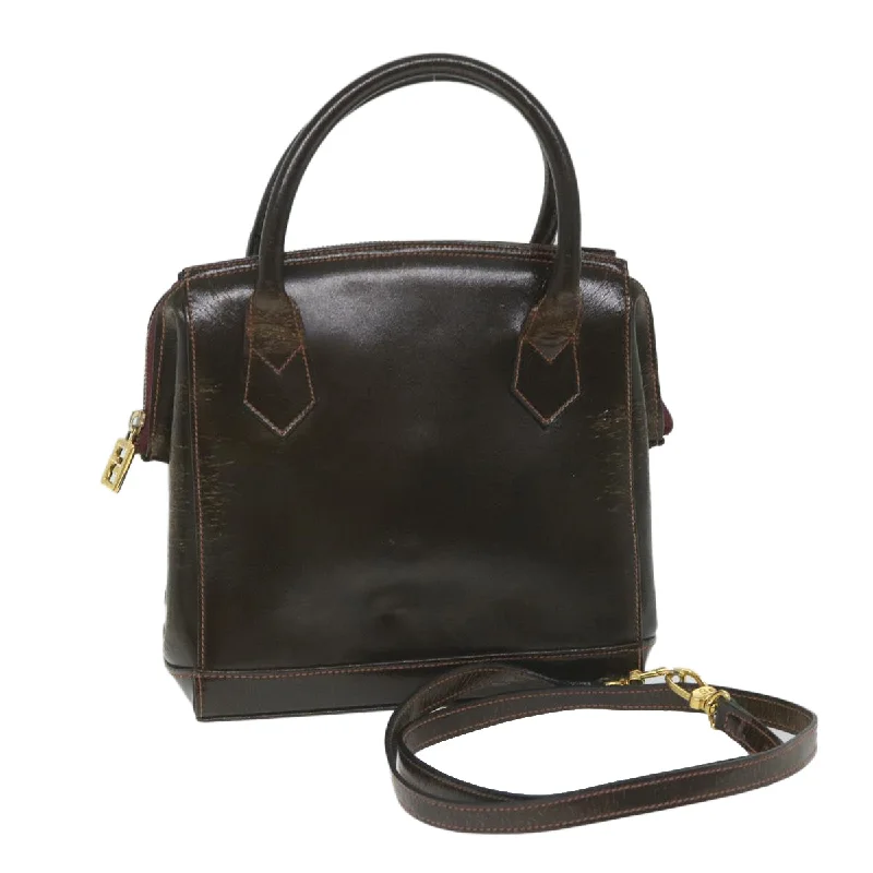 Ladies Fendi shoulder bags with a detachable key fob for easy key managementFENDI Hand Bag Leather 2way Brown  bs9432