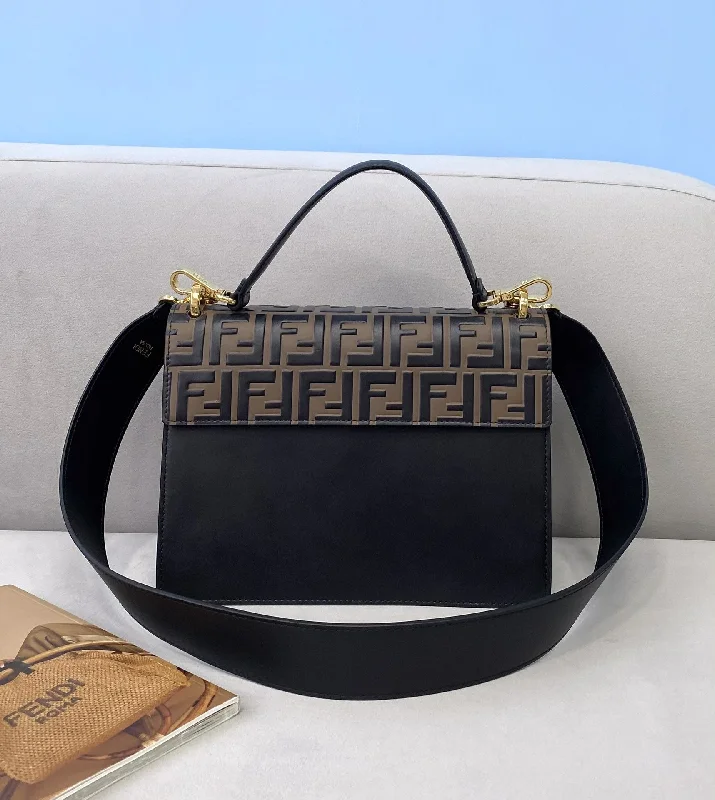 Ladies Fendi shoulder bags with a detachable phone stand for hands - free viewingFendi Kan I Bag