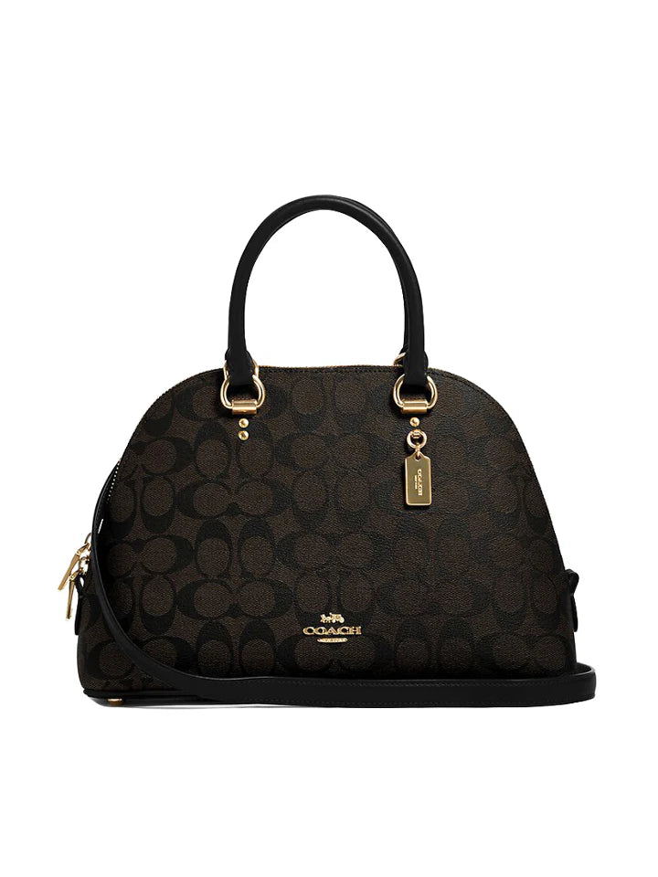 Coach bags with a back - zip pocket for storing valuables securelyCoach Katy Satchel In Signature Canvas Brown Black