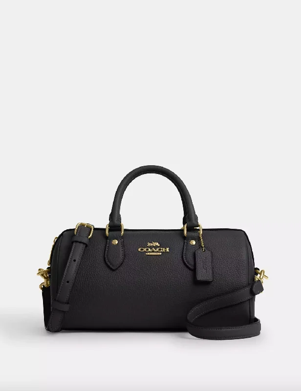 Coach bags with a front - zip pocket for small items like keys and cardsCoach Rowan Long Satchel Bag In Gold Black