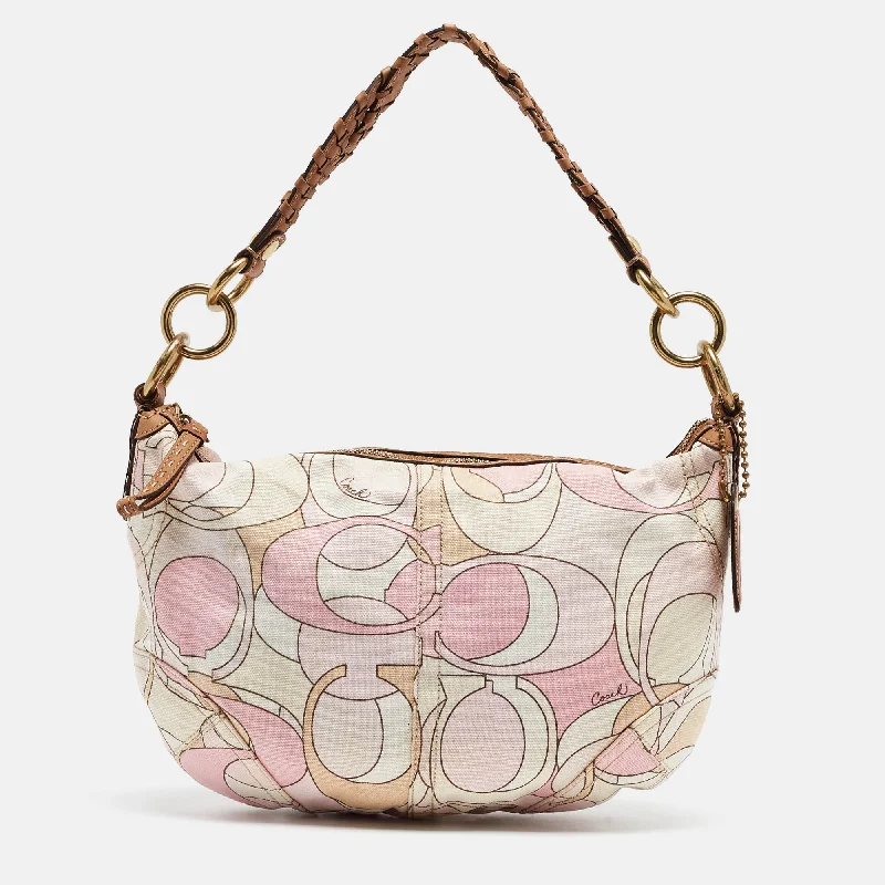 Coach tote bags with a spacious interior and multiple compartments for organizationMulticolor Signature Canvas Hobo