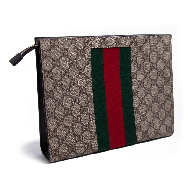 Gucci handbags for women with a beaded trimGucci GG Supreme Web pouch