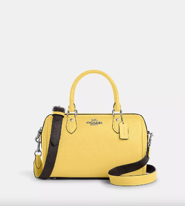 Ladies Coach handbags with a detachable wallet insert for added convenienceCoach Rowan Satchel In Retro Yellow