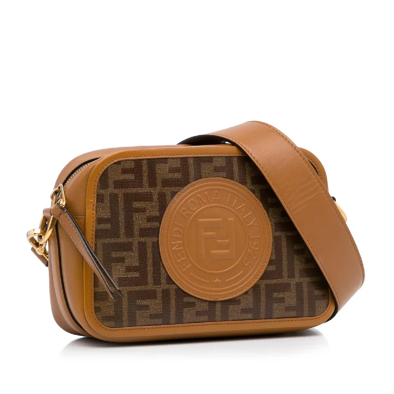 Fendi By The Way bags with a crystal - embellished FF logo for added luxury and glamourFendi FF Logo Zucca Crossbody Bag (SHG-Ht5sKO)