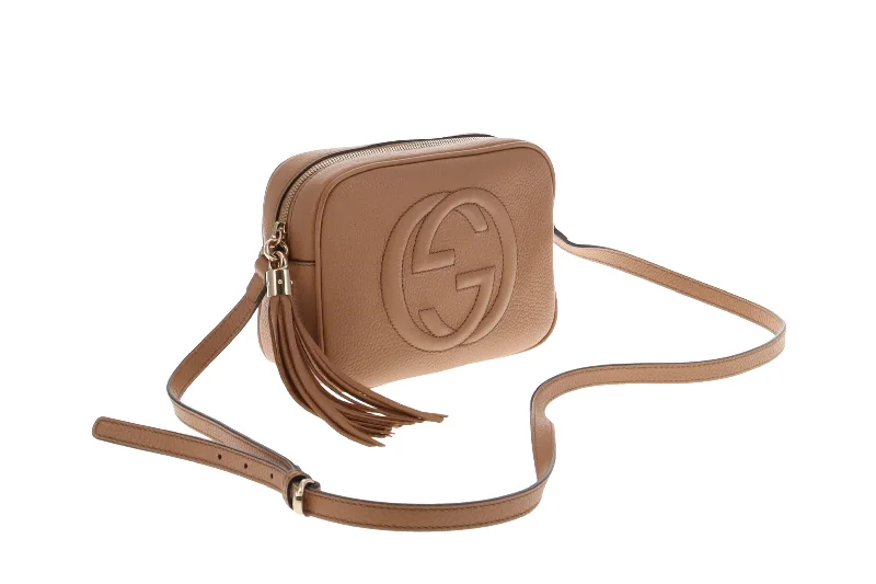 Gucci Marmont bags for women with a contrast - colored interiorGucci Camel Coloured Leather Soho Disco