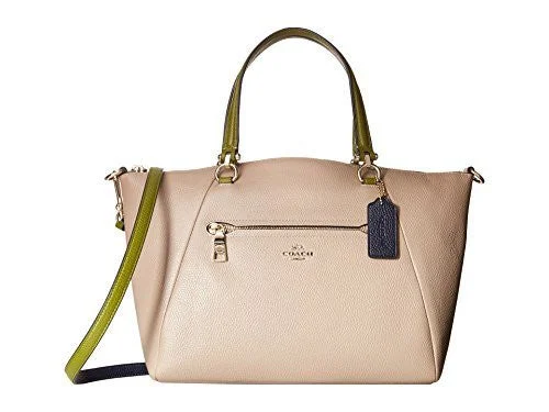 Coach Rogue bags with a detachable shoulder strap for versatile carryingCOACH Women's Color Block Polished Pebble Leather Prairie Satchel Li/Stone Satchel