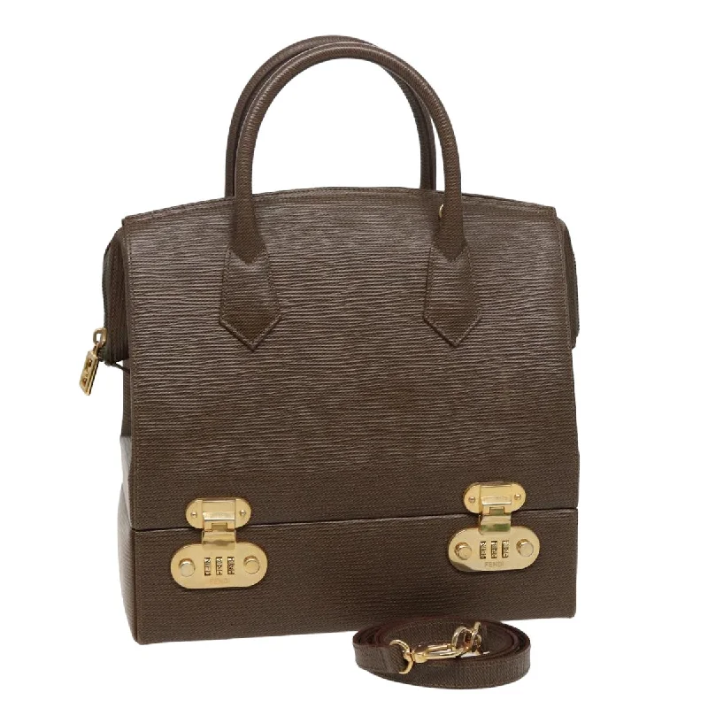 Ladies Fendi Peekaboo bags with a detachable shoulder strap for different carrying optionsFENDI Hand Bag Leather 2way Brown  75819