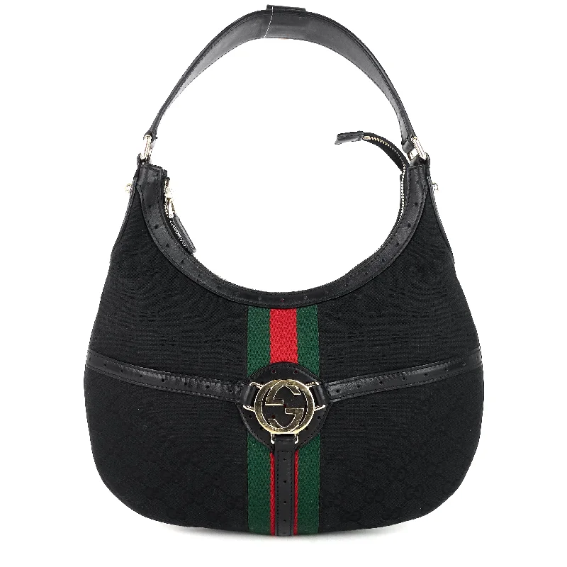 Women Gucci backpacks with a luxurious leather finishWeb Reins GG Canvas Hobo Bag