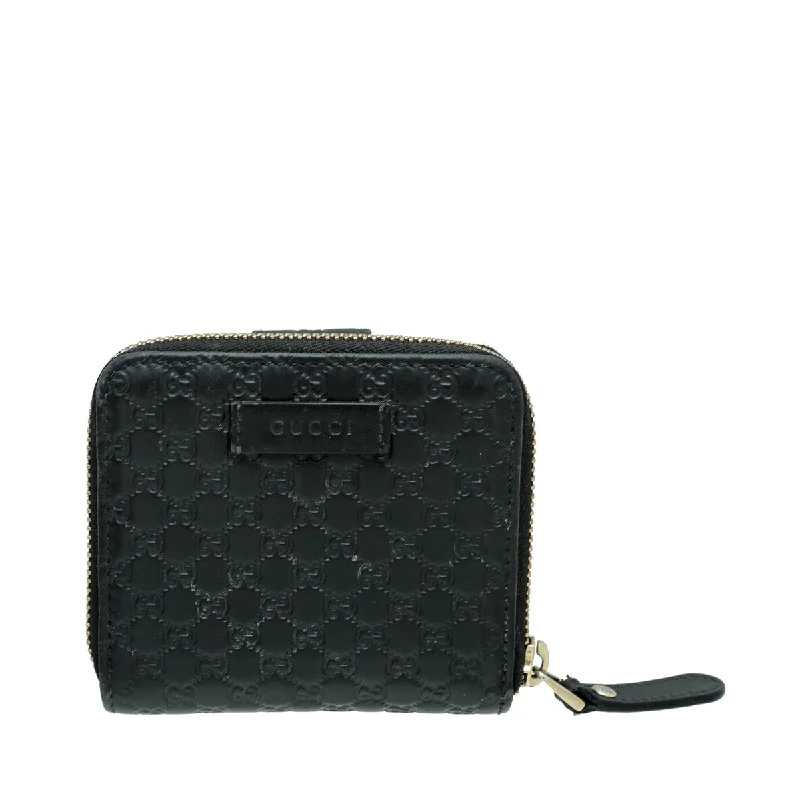 Women Gucci bags with a detachable mobile phone holderGucci Black GG MicroGuccissima French Wallet