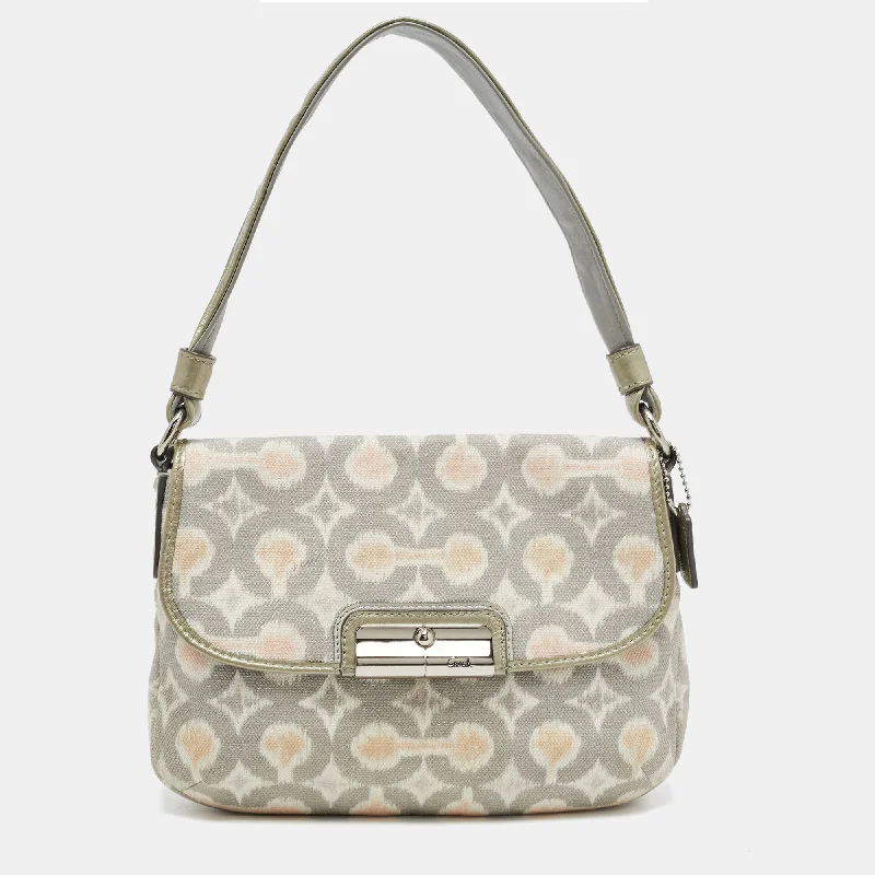 Coach crossbody bags in a vibrant, eye - catching color for a bold statementGrey/Multicolor Signature Canvas Op Art Kristin Shoulder Bag