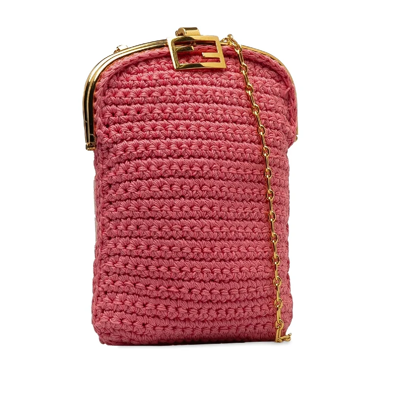 Fendi bags with a zippered interior pocket for separating items and keeping them organizedFendi Crochet Baguette Phone Bag (SHG-8FMN6T)