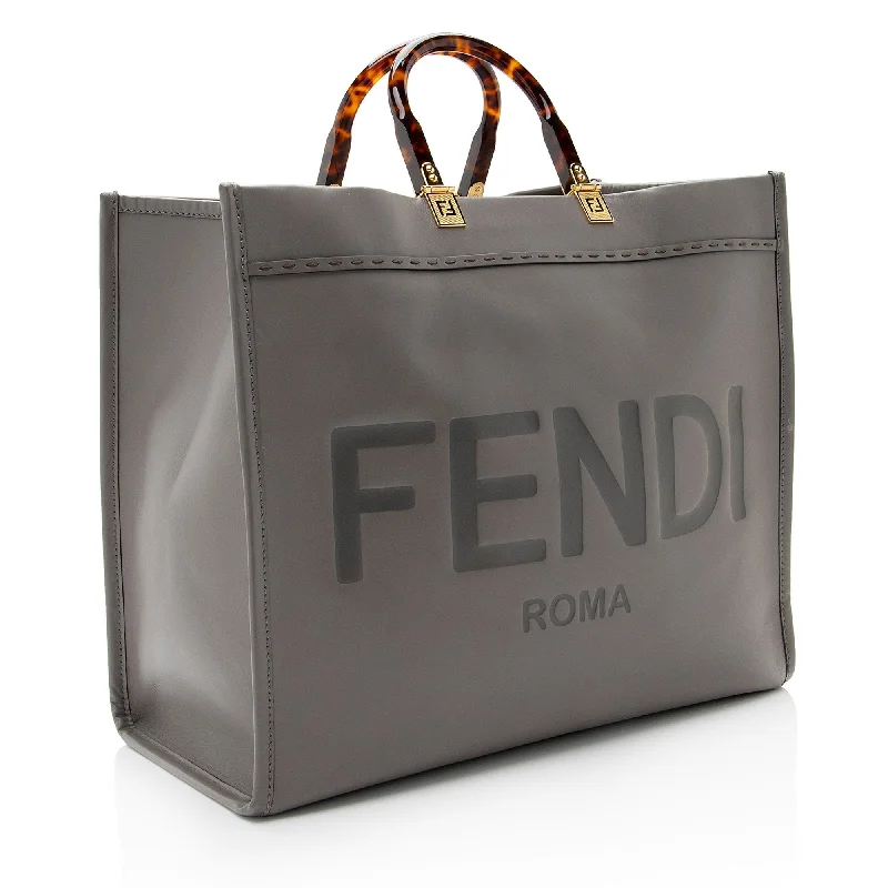 Ladies Fendi shoulder bags with a hidden magnetic pocket for discreet storageFendi Leather Sunshine Large Shopper Tote (SHF-V85fxB)