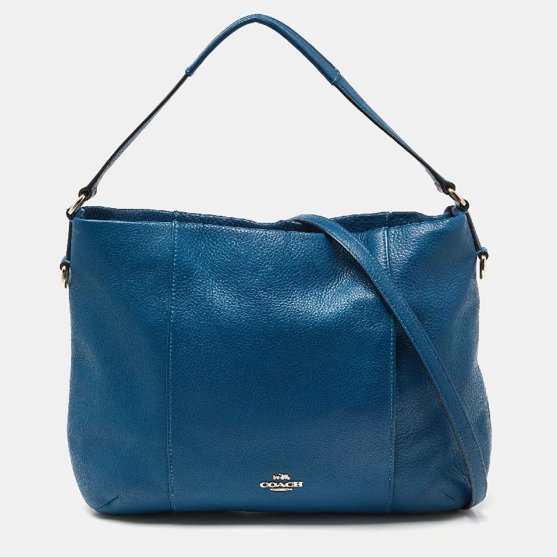 Coach crossbody bags with a detachable coin purse for added functionalityBlue Leather Isabelle East West Hobo