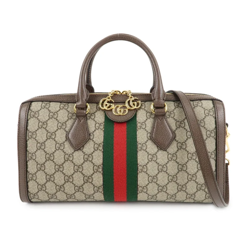 Women Gucci bags with a front - zip pocket for small itemsGUCCI Ophidia Sherry GG Supreme Leather 2Way Hand Bag 524532