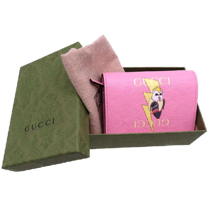 Gucci handbags for women with a beaded trimGUCCI Bifold Wallet 701009 leather pink bananya banana Women Used