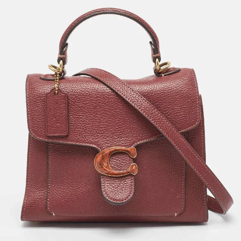 Coach tote bags with a water - resistant lining for practicalityBurgundy Leather Tabby Top Handle Bag