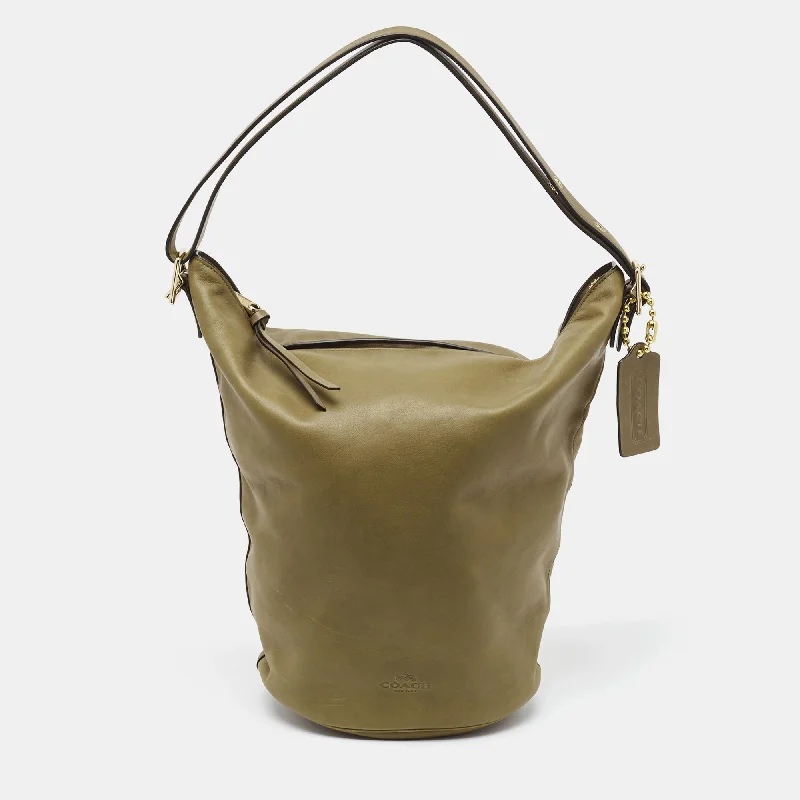 Coach backpacks with a padded back panel for comfort during long - term useOlive Green Leather Bleecker Bucket Bag