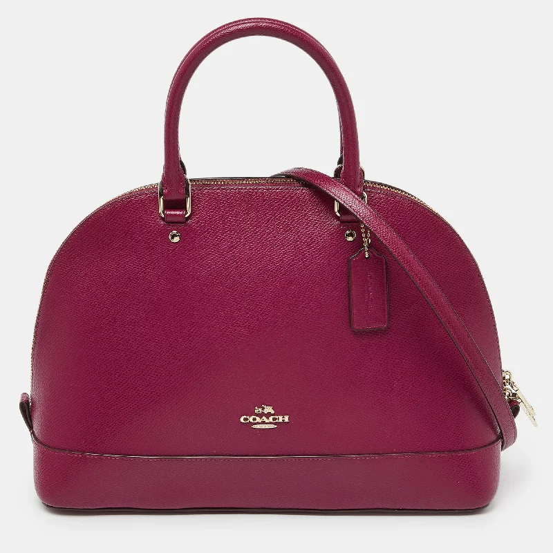 Coach handbags with a metal - framed clasp for durability and styleFuchsia Leather Sierra Satchel