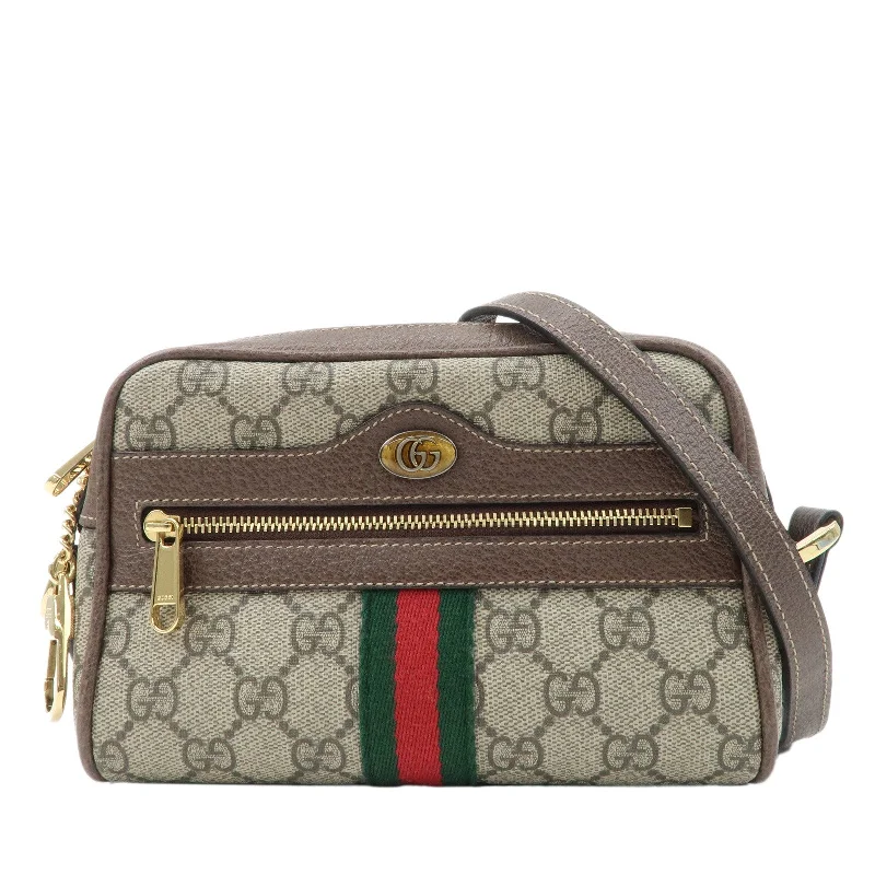 Gucci handbags for women with a metal - framed claspGUCCI Ophidia GG Supreme Mini Shoulder Bag Beige Brown 517350